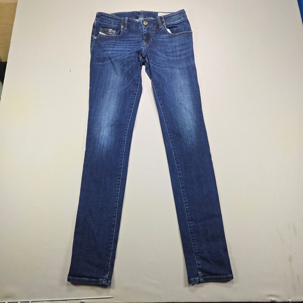Diesel Jeans Grupee Super Slim Skinny Low Waist Dark Wash Blue Womens 28 L32